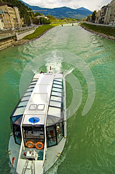 Commercial Boat On Salzach River