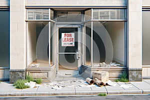 Commercial Building For Lease Vacant High Retail Debt Money Pit Financial Collapse Pressure Soaring Bills AI Generated