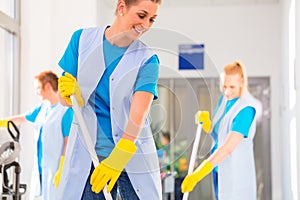 Commercial cleaning brigade working