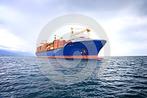 Commercial container ship