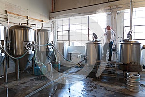 Commercial Craft Beer Making at Brewery