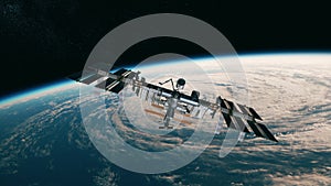 Commercial Crew Spacecraft Docking To International Space Station On Background Of Earth
