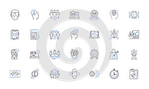 Commercial dealings line icons collection. Negotiation, Contract, Transaction, Agreement, Sale, Purchase, Payment vector