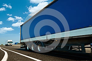 Commercial delivery cargo truck on highway traffic