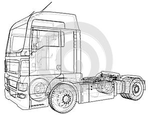 Commercial Delivery Cargo Truck vector for brand identity and advertising isolated. Created illustration of 3d. Wire