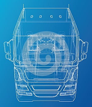 Commercial Delivery Cargo Truck vector for brand identity and advertising isolated. Created illustration of 3d. Wire