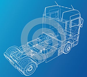 Commercial Delivery Cargo Truck vector for brand identity and advertising isolated. Created illustration of 3d. Wire