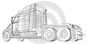 Commercial Delivery Cargo Truck vector for brand identity and advertising isolated. Created illustration of 3d. Wire