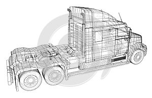 Commercial Delivery Cargo Truck vector for brand identity and advertising isolated. Created illustration of 3d. Wire