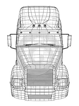 Commercial Delivery Cargo Truck vector for brand identity and advertising isolated. Created illustration of 3d. Wire