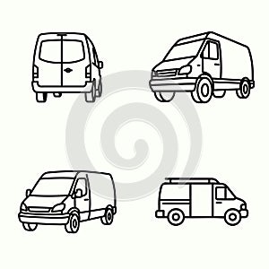 Commercial Delivery Van and Cargo Minibus Set