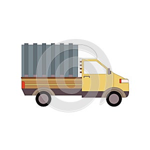 Commercial Delivery Van, Cargo Truck isolated on white. Vector illustration