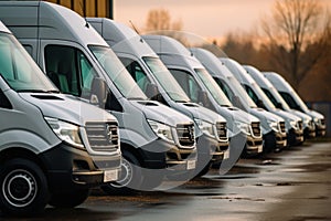 Commercial delivery vans aligned in a row, a service providers pride