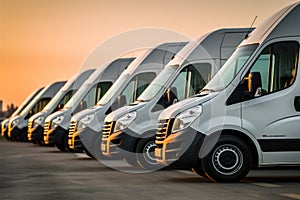 Commercial delivery vans aligned in a row, a service providers pride