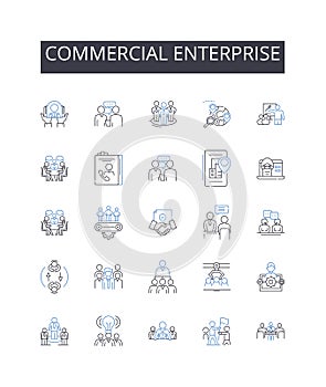 Commercial enterprise line icons collection. Business venture, Trading operation, Entrepreneurial pursuit, Economic
