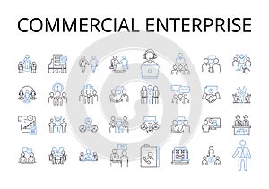 Commercial enterprise line icons collection. Business venture, Trading operation, Entrepreneurial pursuit, Economic