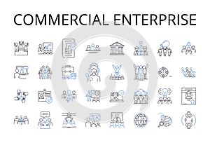 Commercial enterprise line icons collection. Business venture, Trading operation, Entrepreneurial pursuit, Economic