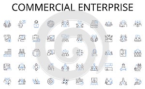 Commercial enterprise line icons collection. Education, Learning, Curriculum, Classroom, Teacher, Student, Homework