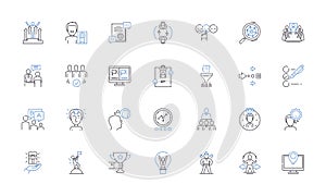 Commercial expansion line icons collection. Growth, Expansion, Diversification, Ventures, Trade, Markets, Investment