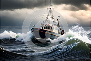 Commercial fishing boat Agusta on New Bedford outer harbor