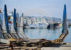 Commercial fishing boats in harbour