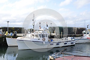 Commercial fishing boats and lobster traps