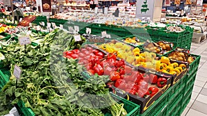 Fruit and vegetable department in a shopping center