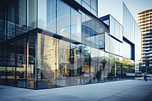 Commercial Glass Building Exterior, Modern Business Architecture, Blue Glass Skyscraper Facade