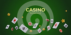 Commercial horizontal casino banner on green background