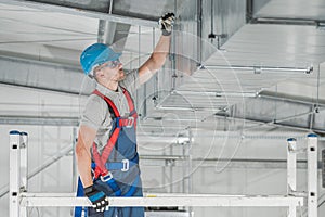 Commercial HVAC Systems Installation Inside the Warehouse