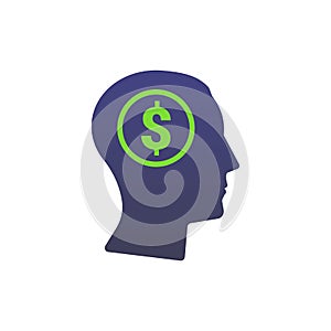 Commercial Intellect icon. Vector illustration style is flat iconic bicolor symbol, green and gray colors, transparent