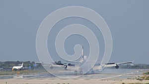 Commercial Jet Plane Landing in Barcelona Airport