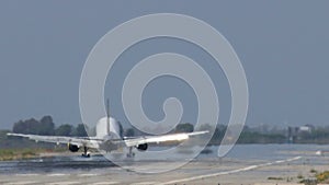 Commercial Jet Plane Landing in Barcelona Airport