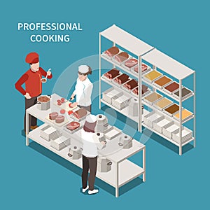 Commercial Kitchen Cooking Isometric Composition