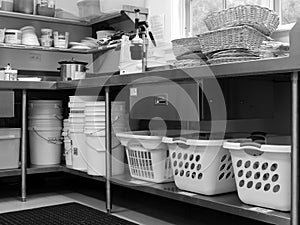 Commercial kitchen: laundry baskets