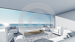 3d render pool terrace sea view relax left view living room photo