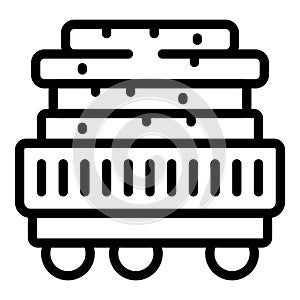 Commercial merchandise distribution icon outline vector. Heavy rolling stock flatcar