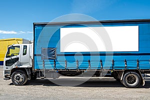 Commercial movers truck with large text space area.