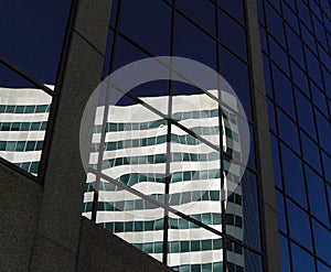 Commercial office building distorted reflections in Winnipeg Canada