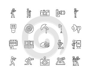 Commercial photography line icons, signs, vector set, outline illustration concept