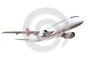 Commercial plane model isolated on white photo