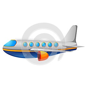 A commercial plane on a white background