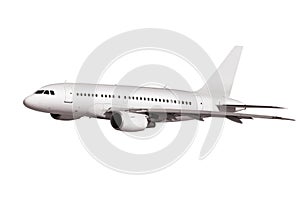 Commercial plane on white background