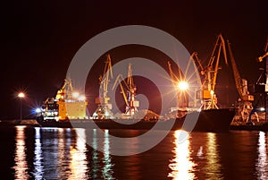 Commercial port at night