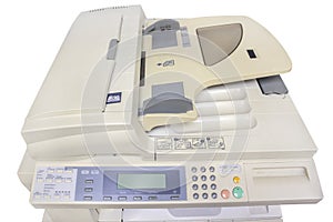 Commercial Printer, Photocopier, Scanner Closeup, Isolated