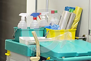 Commercial Professional cleaning kit on cart