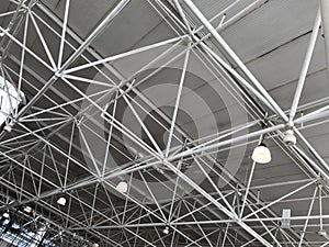 Commercial or public transport airport and railway building structural steel roof truss ceiling architecture