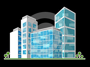 Commercial Real Estate City Block Represents Property Leasing Or Realestate Investment - 3d Illustration photo