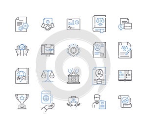 Commercial realm line icons collection. Industry, Business, Corporate, Enterprise, Commerce, Trade, Market vector and