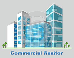 Commercial Realtor Downtown Describes Real Estate 3d Illustration